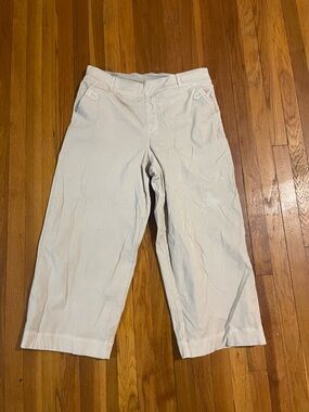 SPANX Cropped Khaki Pants 2X Beige Stretch Capri Trousers